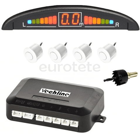 Sensor con 4 sensores blancos de aparcamiento trasero con pantalla LCD 1