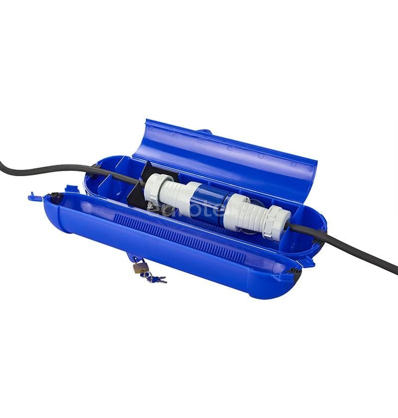 Schuko caja azul protectora para enchufe electricidad camping 1