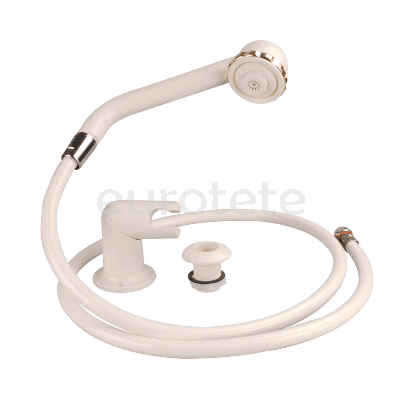 Ducha blanca con manguera y soporte pared para autocaravana o caravana 2