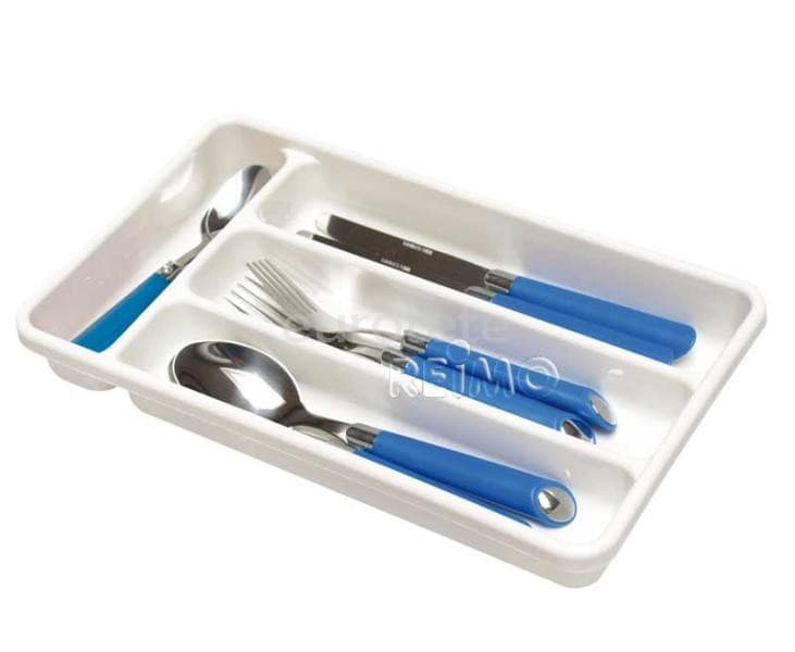 Bandeja para cubiertos de plástico blanca 33 x 25 x 4,5 cm  - 922582 - Eurotete