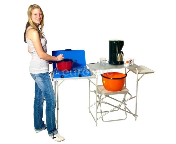 Mueble camping con estructura acero para hornillo caravaning