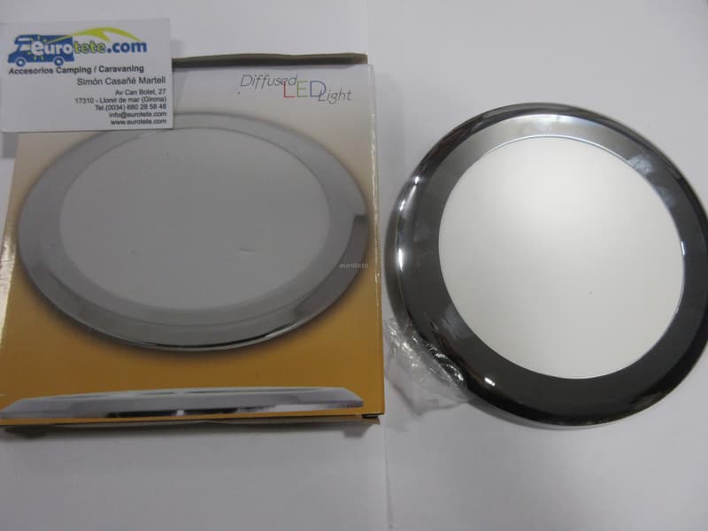 Led plafon cromado redondo aplique 12 voltios caravaning