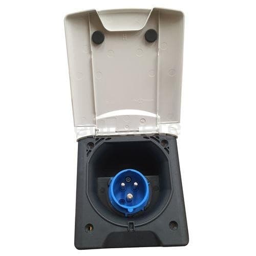 Toma exterior IP44 16A 220V electricidad con tapa cuadrada blanca  - 820374 - Eurotete