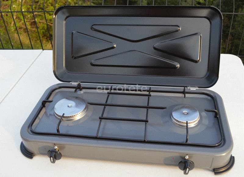 Hornillo 2 fuegos con tapa basculante para camping  - 55307 - Eurotete