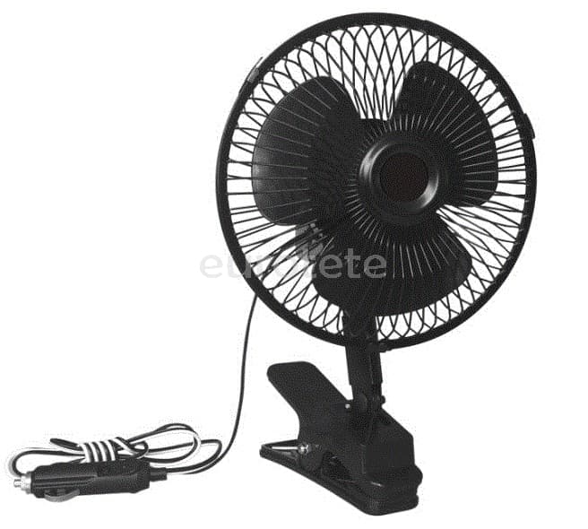 Ventilador 12 voltios con pinza para enchufe mechero de coche camper autocaravana  - 462880 - Eurotete
