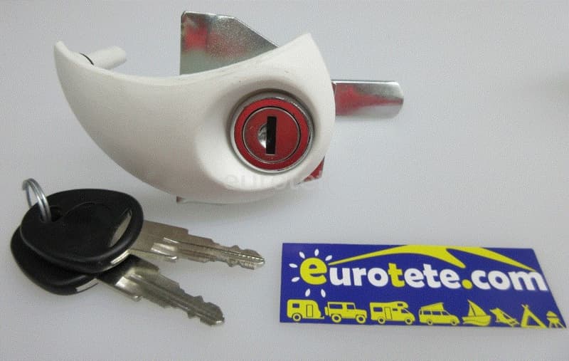 Cerradura Fap Lock Moon DX porton blanco con bombin y 2 llaves para puerta autocaravana 1