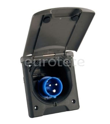 Toma exterior IP44 negra 16A 220V electricidad con tapa cuadrada  - 8820375 - Eurotete