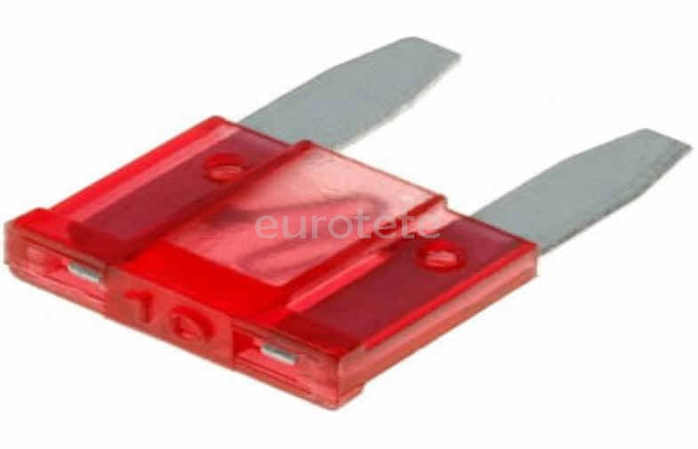Fusible mini 10 amperios rojo para dispositivo seguridad electricidad 1