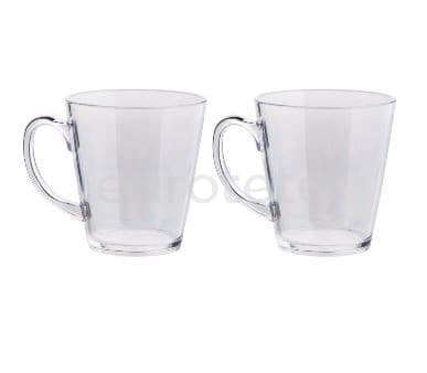 Taza 2 unidades policarbonato para te o cafe transparente con asa