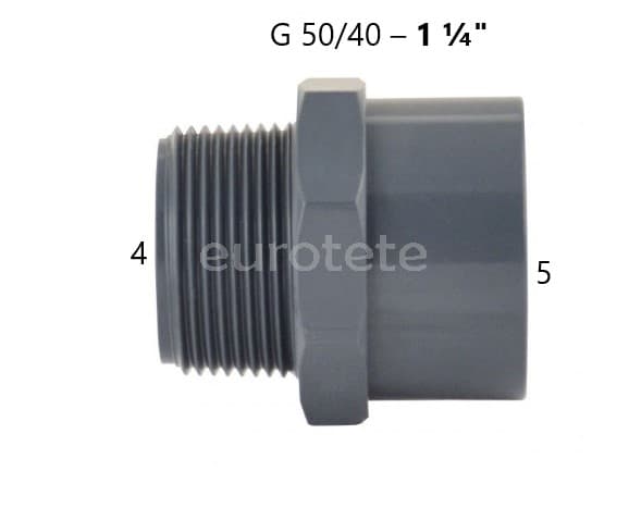 Conector G 50 / 40 – 1 ¼" drenaje tuberia agua