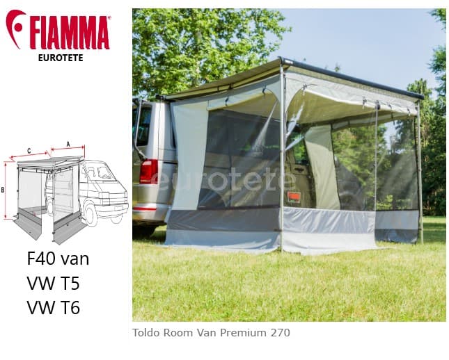 F40 Van pared frontal + laterales toldo Fiamma Volkswagen T5 y T6 camper 1